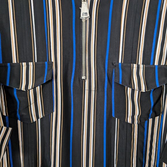 COCOMO Blouse Women's 2X Multicolor Striped Pintuck 1/4 Zip 3/4 Sleeve Work - Picture 4 of 10